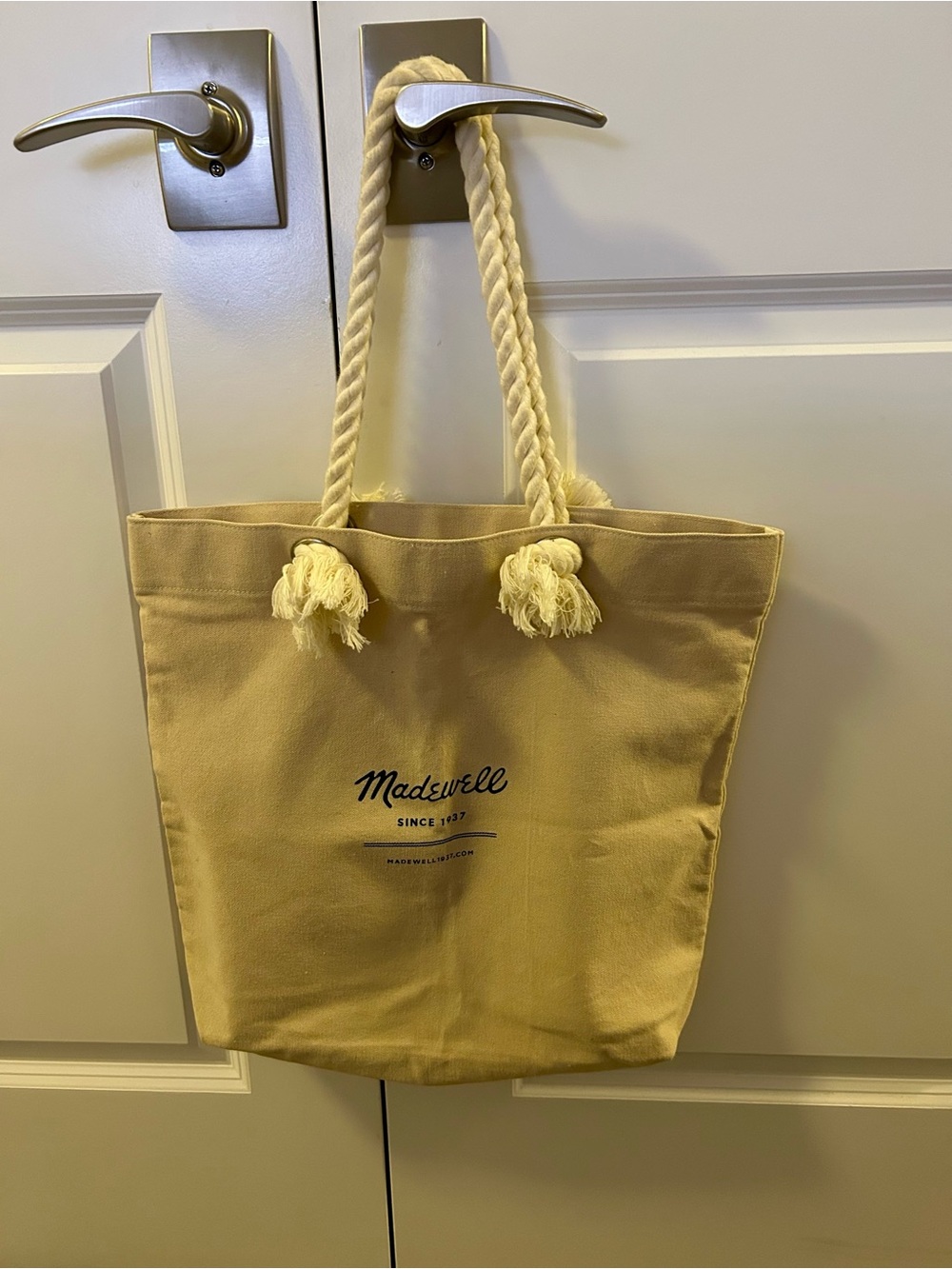Madewell Cream Canvas Tote with Braided Rope Handles